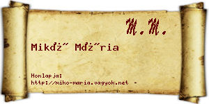 Mikó Mária névjegykártya