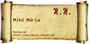 Mikó Mária névjegykártya